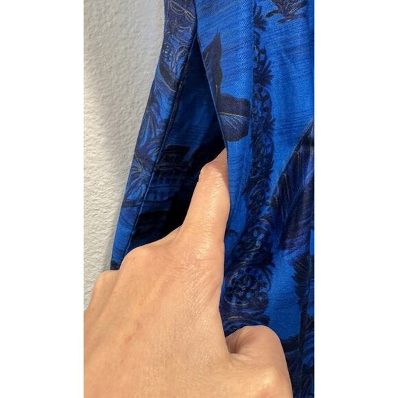 Hawaiiana Modes Honolulu XS VTG Dress Blue Gold Palm Tree Hawaiian Print Resort - Picture 5 of 9